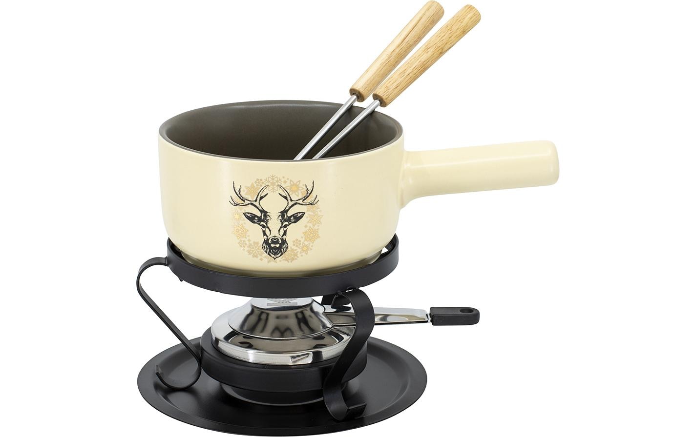 Kadastar Käsefondue-Set Deer E16 5 Teile, Beige/Schwarz