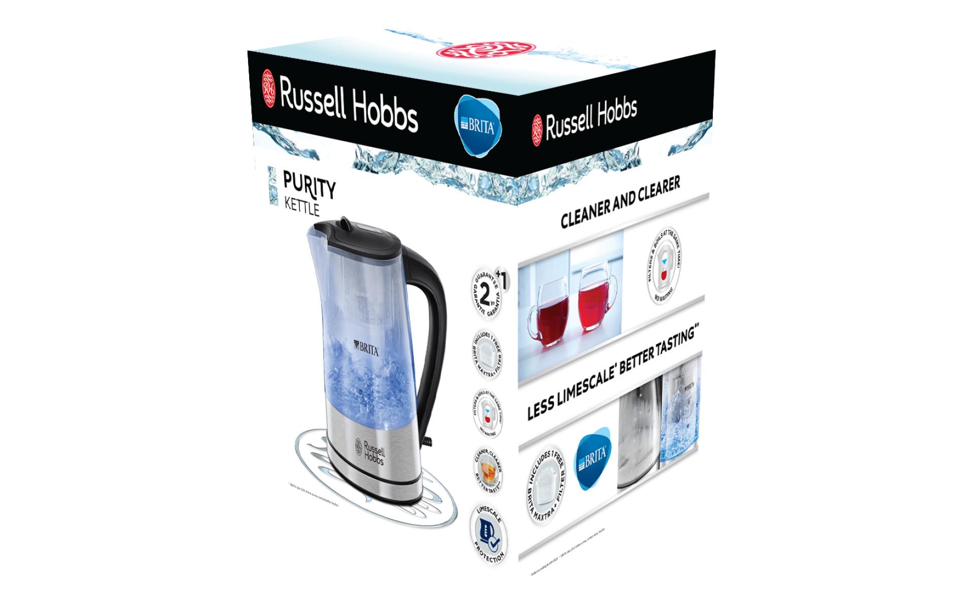 Russell Hobbs Wasserkocher Purity 1.5 l, Silber/Transparent