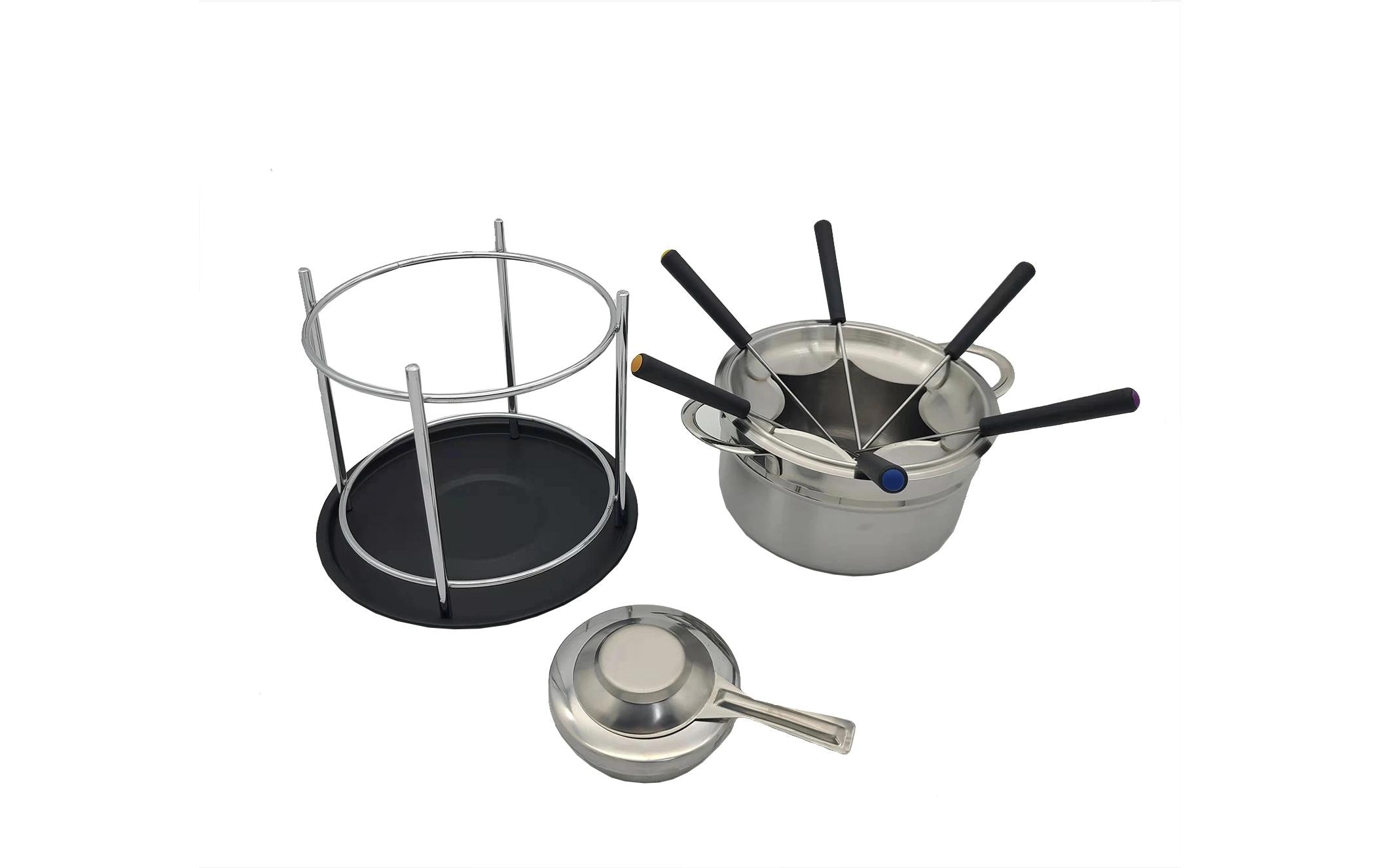 OHMEX Fondue-Set OHM-FND-2210 9 Teile, Schwarz/Silber