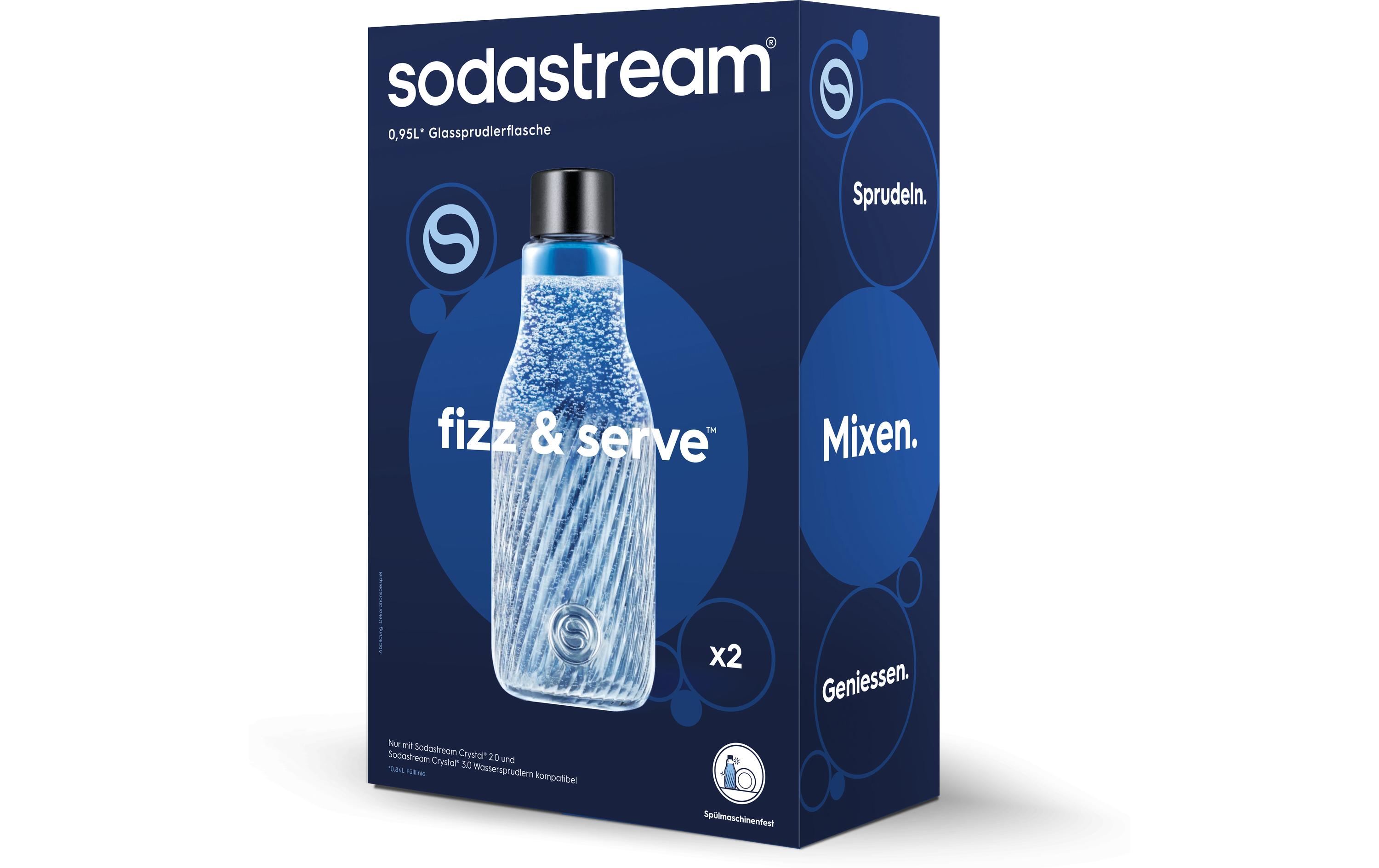 Sodastream CRYSTAL Riffled Glasflasche 0.95 l 2er-Pack