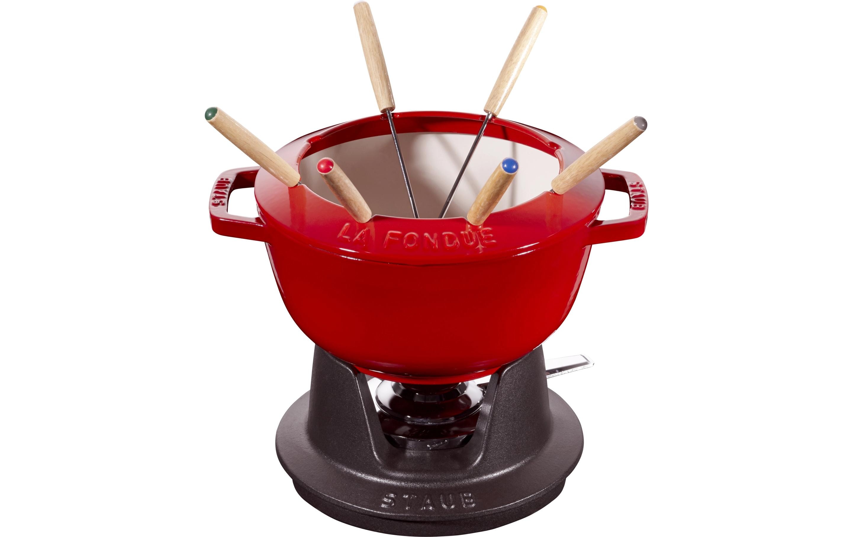 Staub Schokoladenfondue-Set mit 2 Griffen 5 Teile, Kirschrot