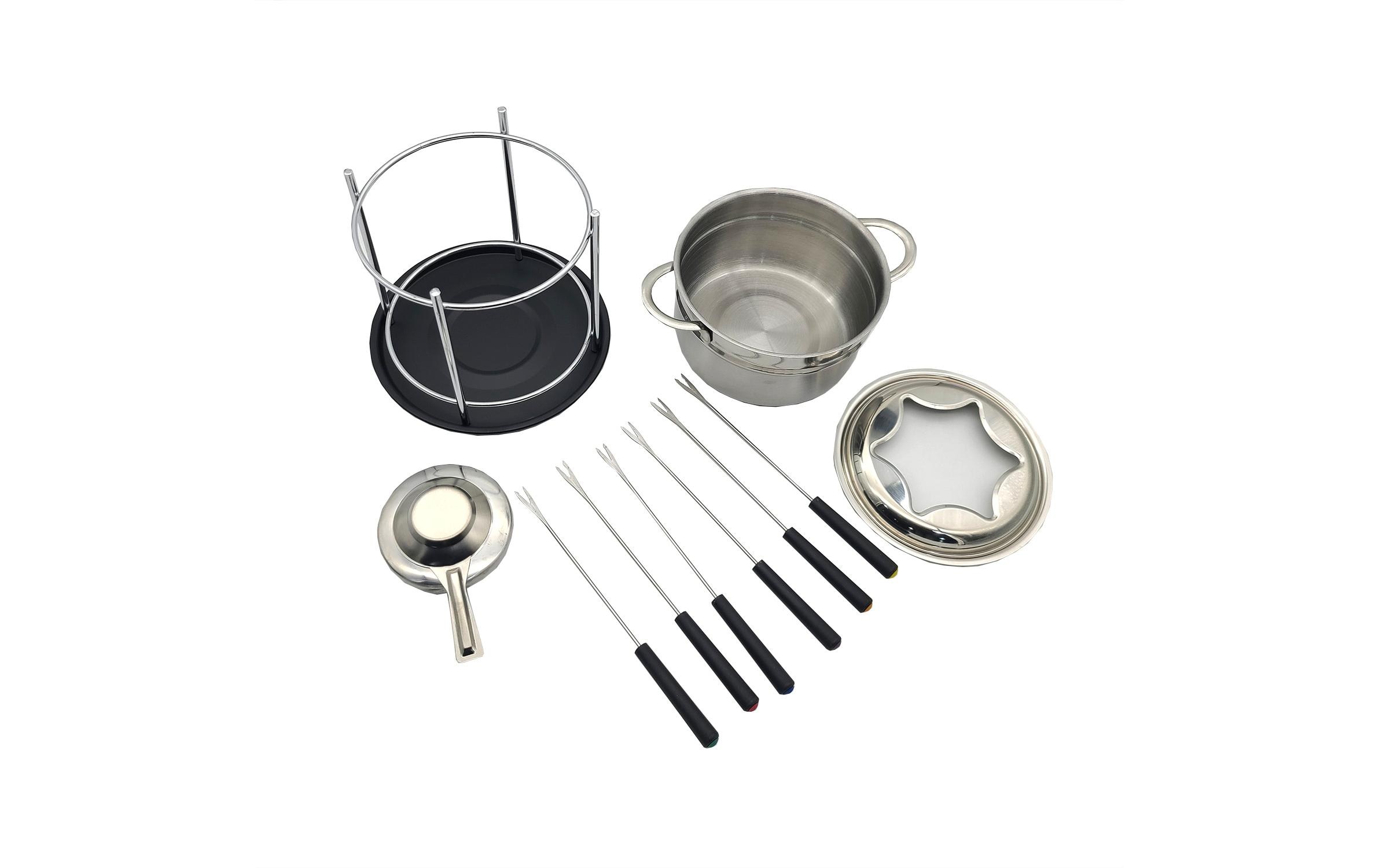 OHMEX Fondue-Set OHM-FND-2210 9 Teile, Schwarz/Silber