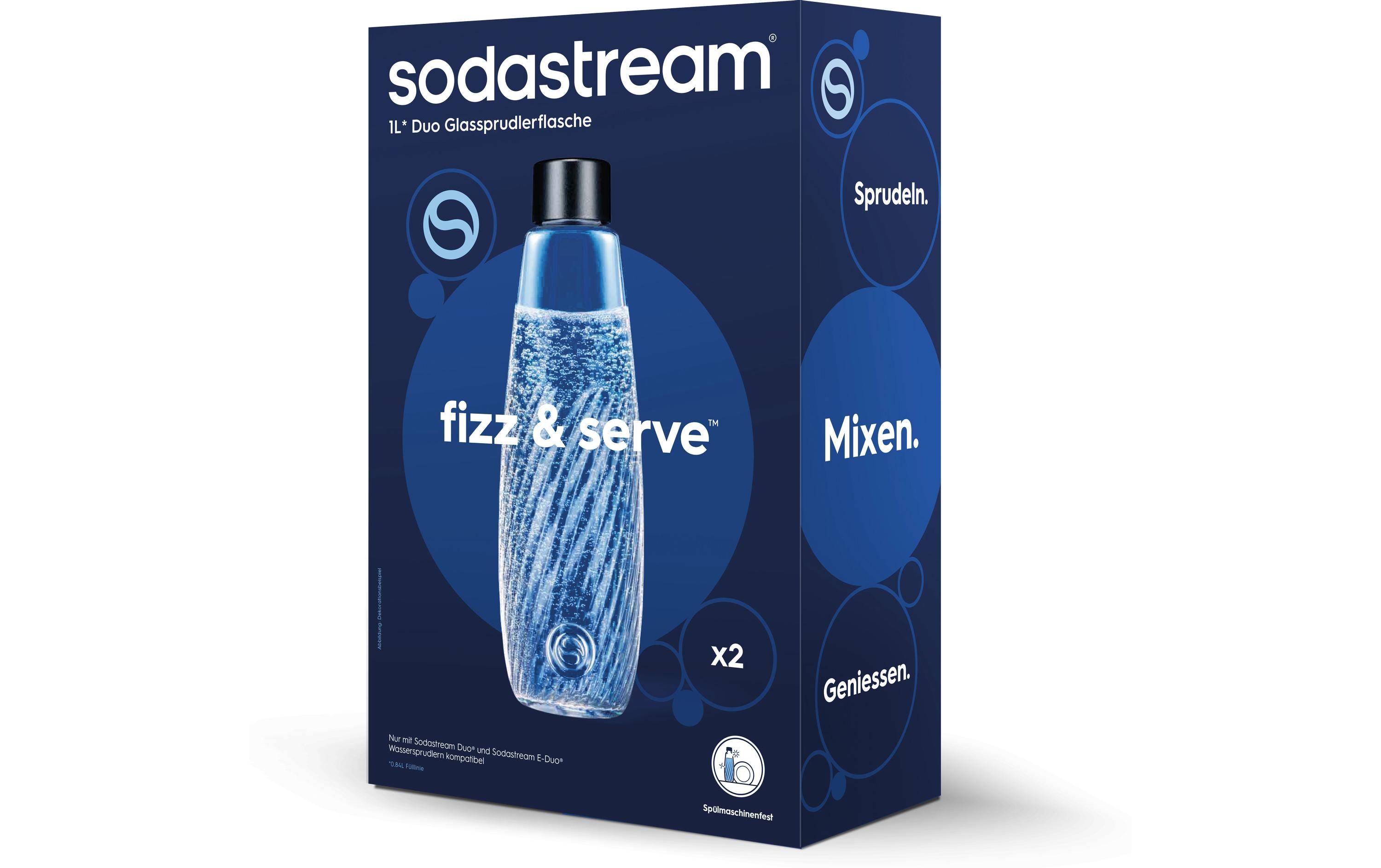 Sodastream DUO Glasflasche geriffelt 1 l 2er-Pack