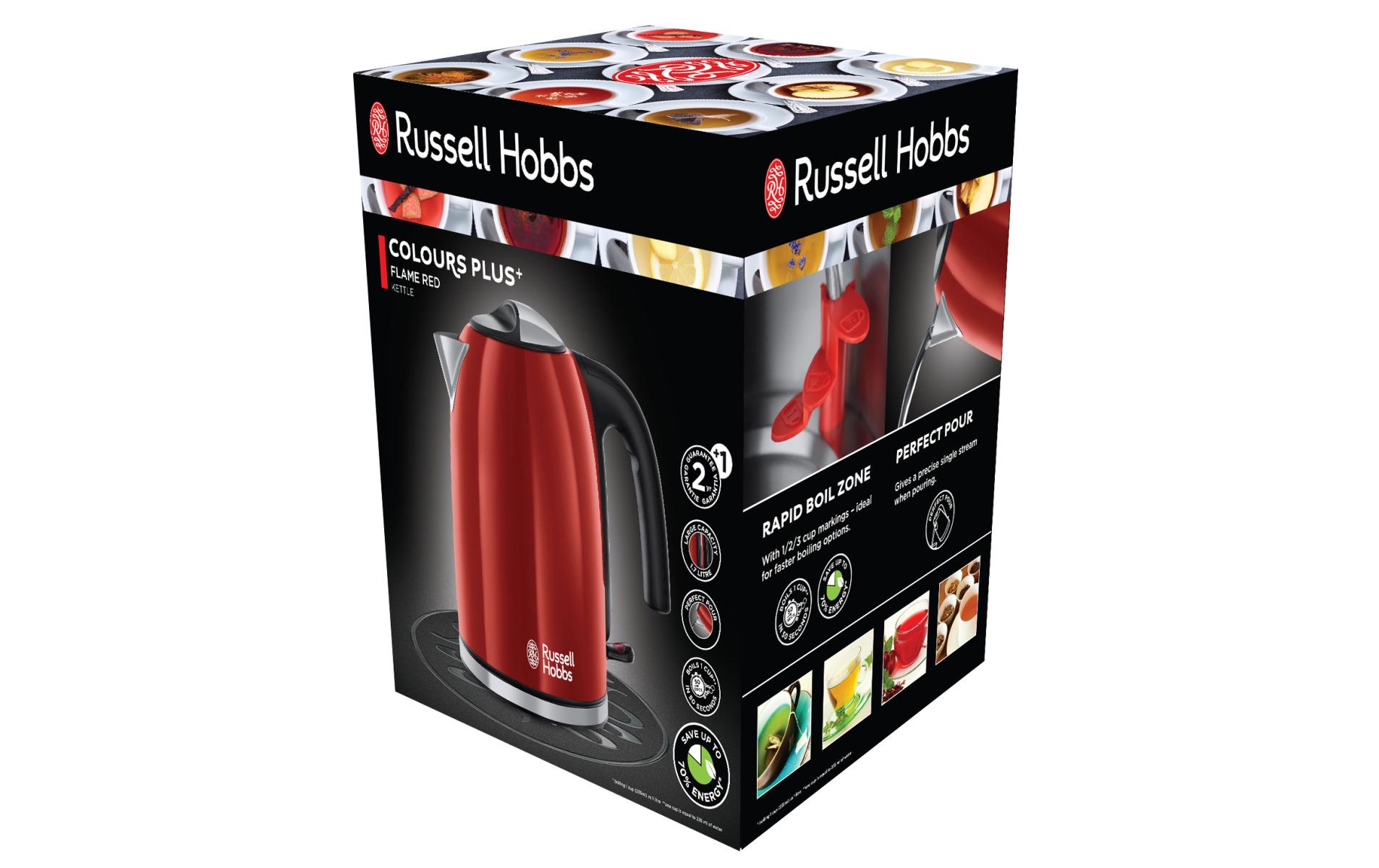 Russell Hobbs Wasserkocher 1.7 l, Rot/Schwarz