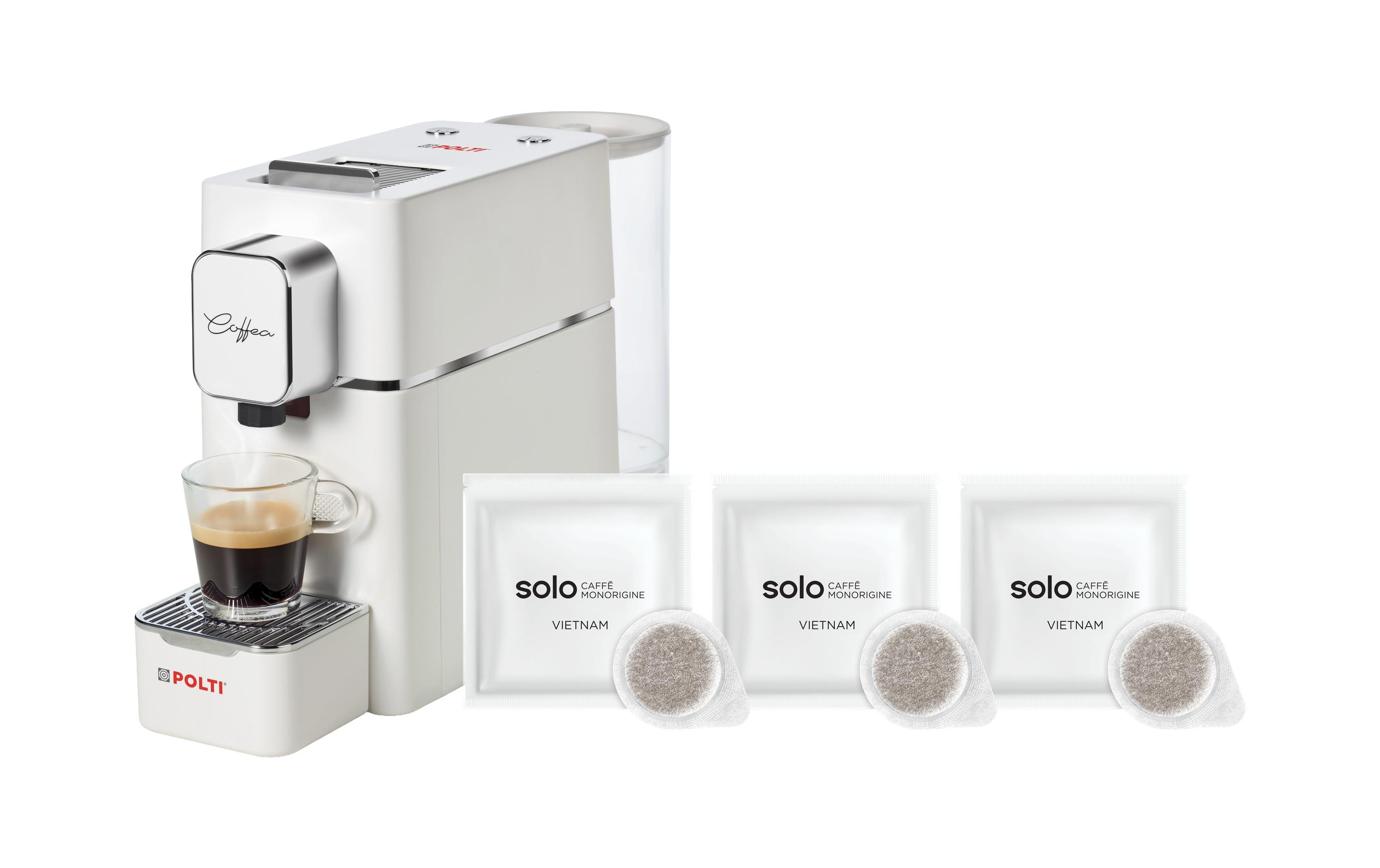 Polti Portionskaffeemaschine Coffea S15W, Set Silber/Weiss