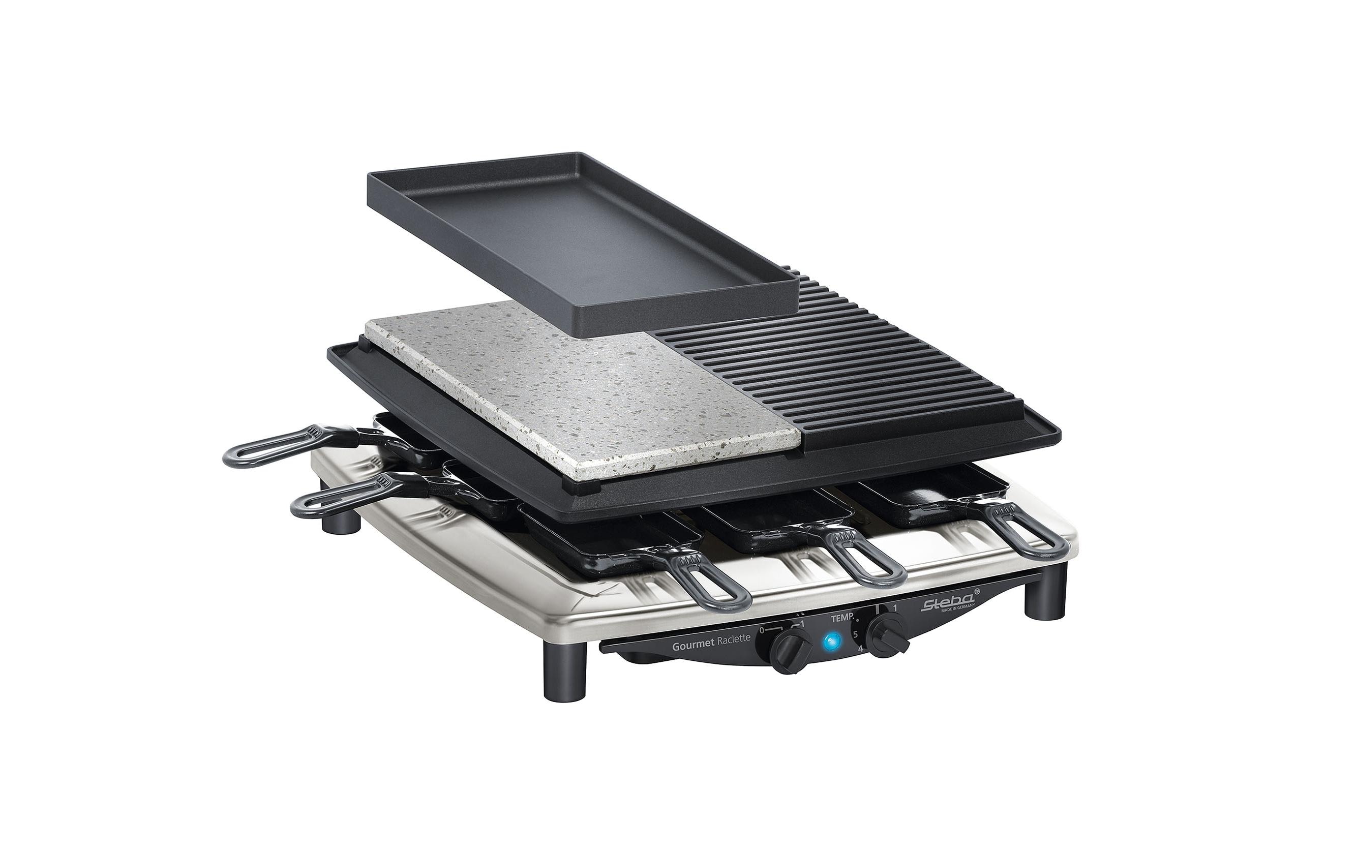 Steba Raclette RC4 Plus Deluxe Chrom Schwarz, 1450 W