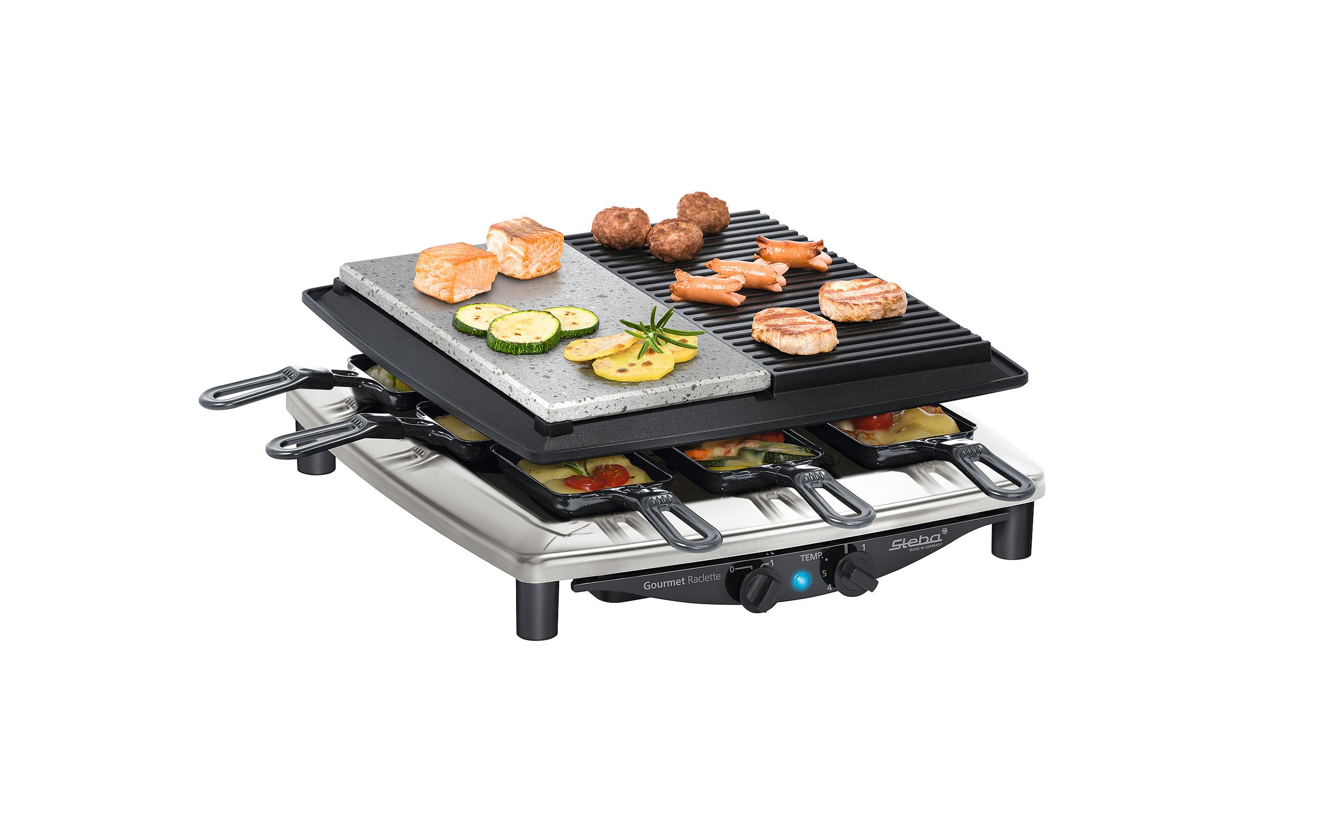 Steba Raclette RC4 Plus Deluxe Chrom Schwarz, 1450 W
