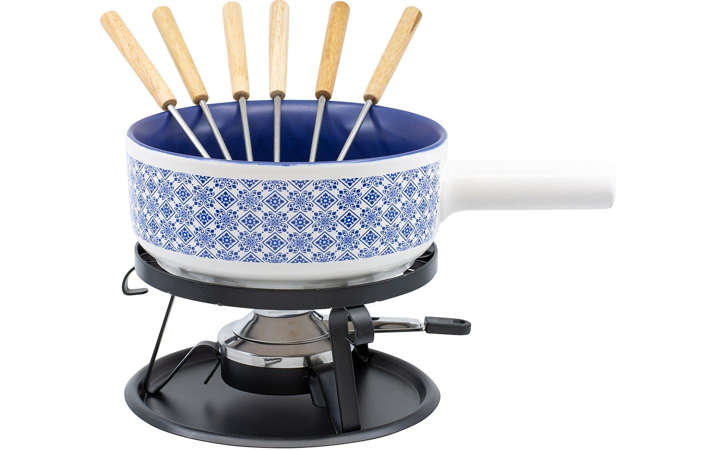 Kadastar Käsefondue-Set Kacheln 9 Teile, Blau/Weiss Kadastar Käsefondue-Set Kacheln 9 Teile, Blau/Weiss