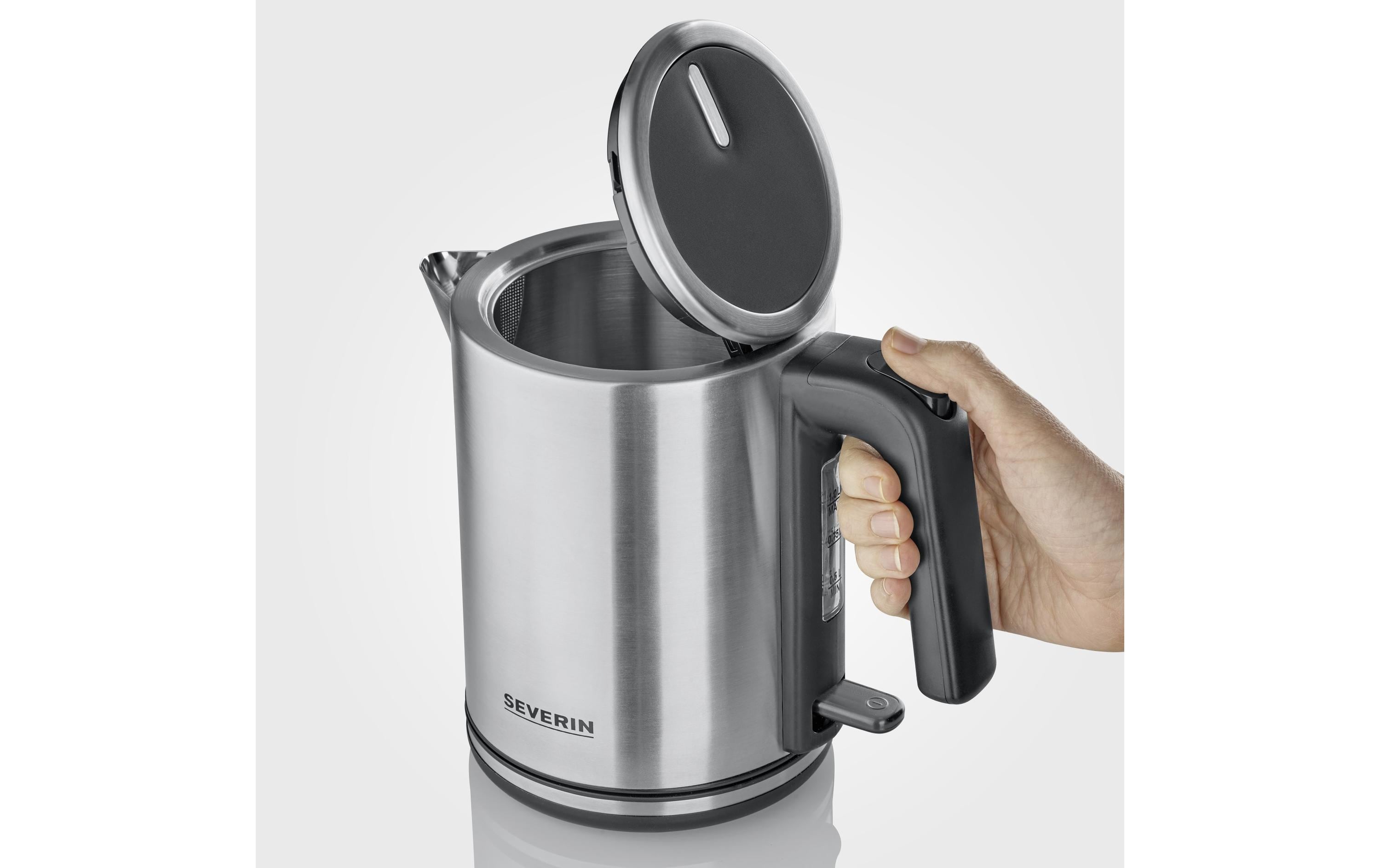 Severin Wasserkocher WK 3489 1 l, Schwarz/Silber