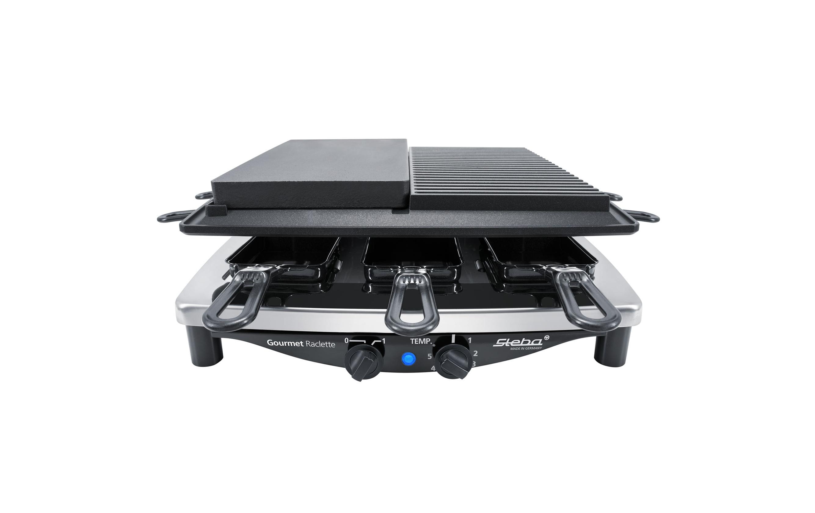Steba Raclette RC4 Plus Deluxe Chrom Schwarz, 1450 W