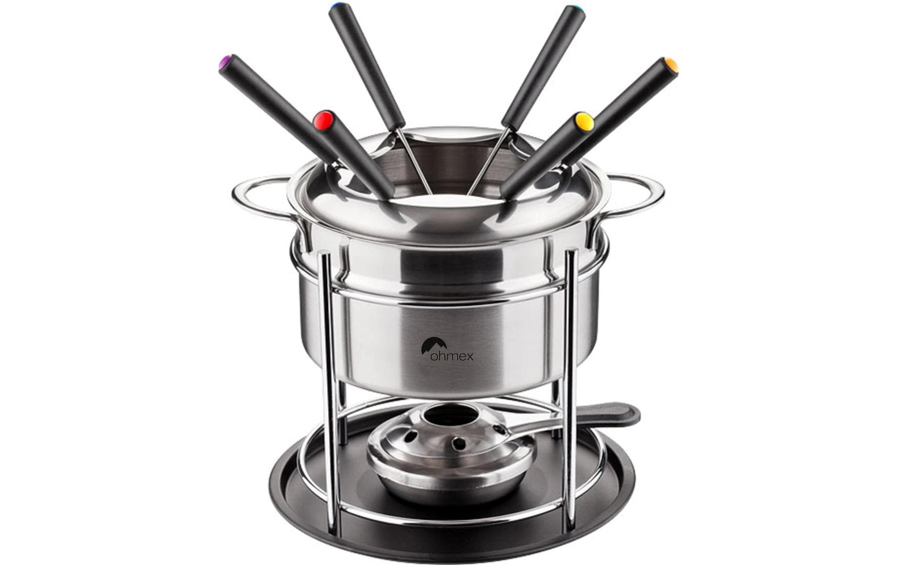 OHMEX Fondue-Set OHM-FND-2210 9 Teile, Schwarz/Silber