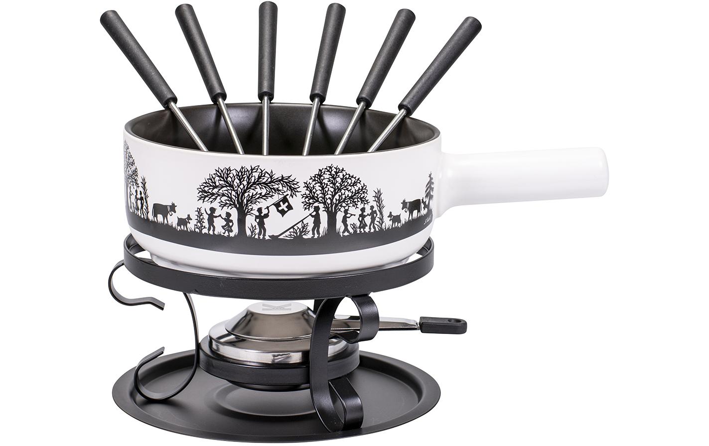 Kadastar Käsefondue-Set Bergchilbi E22 9 Teile, Schwarz/Weiss Kadastar Käsefondue-Set Bergchilbi E22 9 Teile, Schwarz/Weiss
