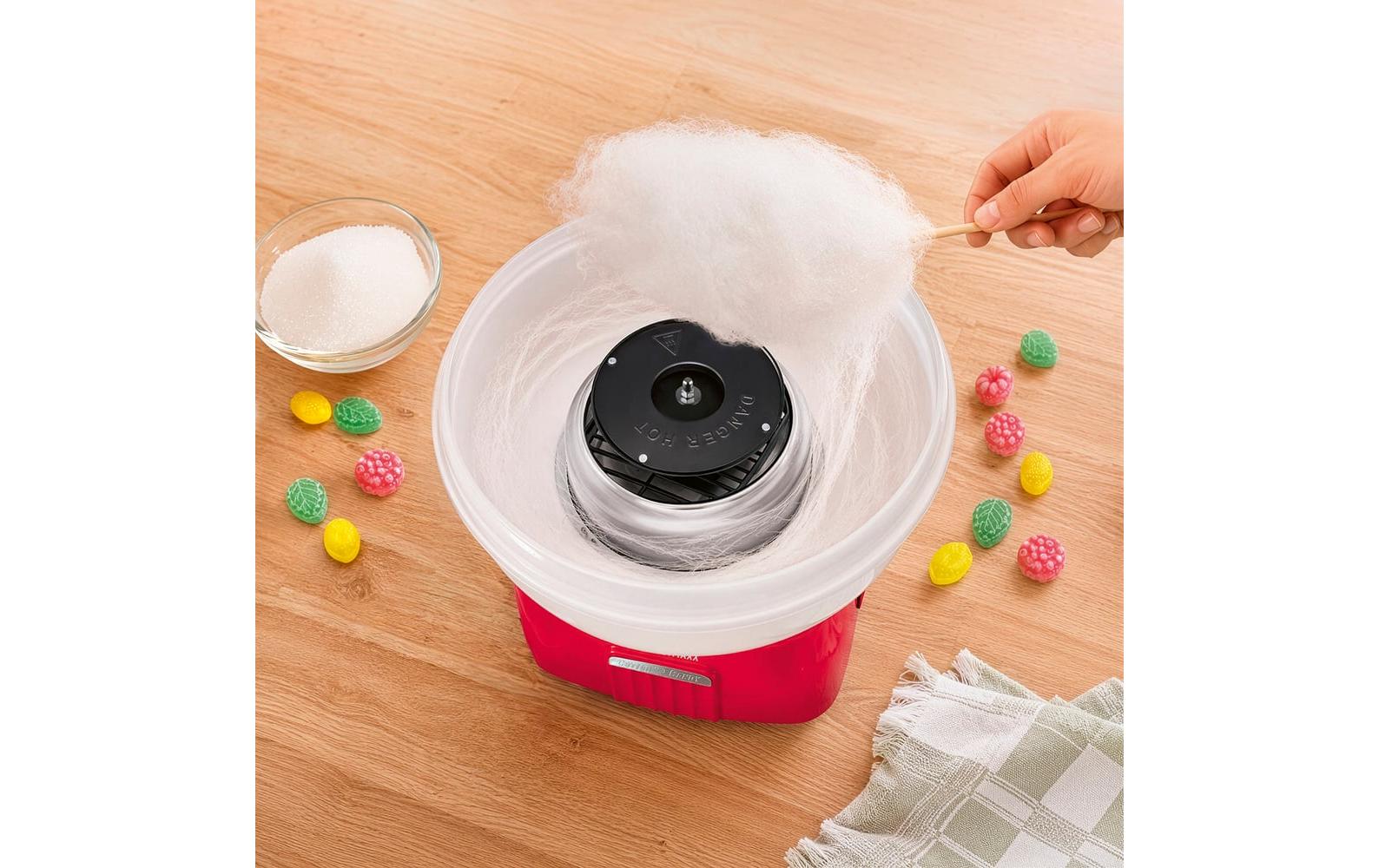 GOURMETmaxx Zuckerwatte-Maschine 500W rot/weiss Retro + CH-Stecker