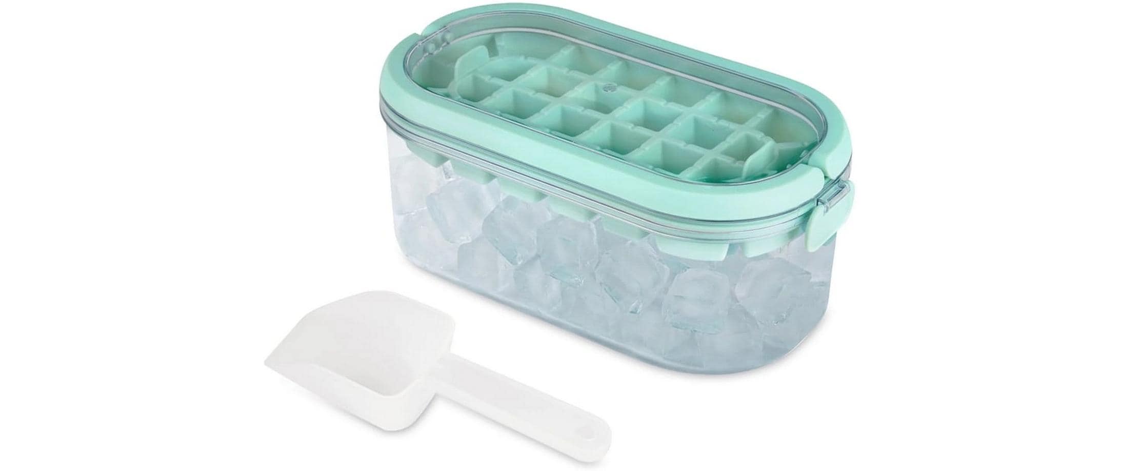 GOURMETmaxx Eiswürfelbox 2in1, Transparent / Mint, 4-teilig