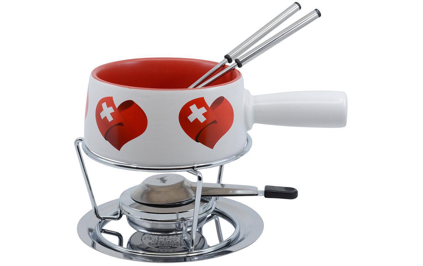 Kadastar Käsefondue-Set Small Swiss Love 5 Teile, Rot/Weiss Kadastar Käsefondue-Set Small Swiss Love 5 Teile, Rot/Weiss
