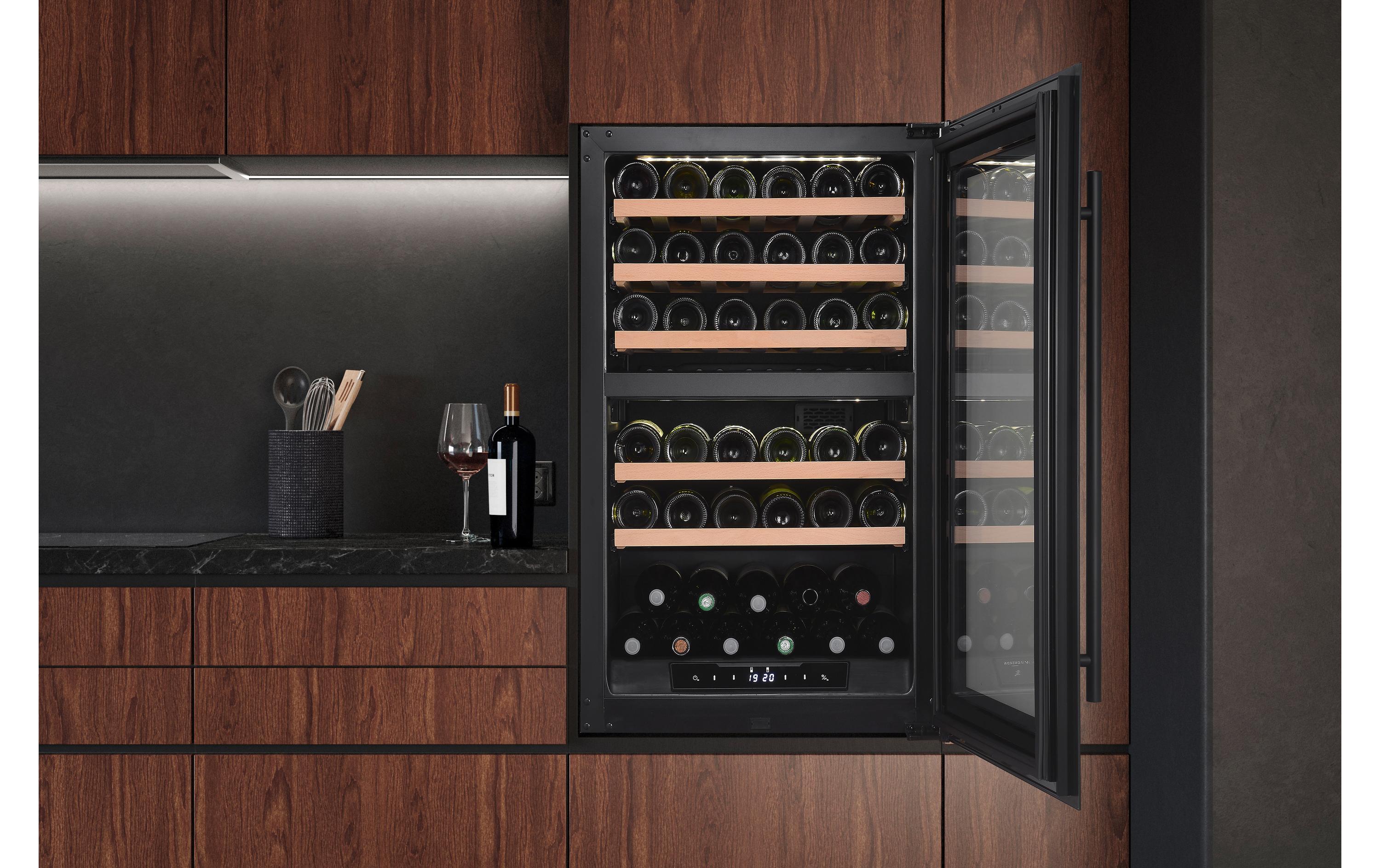 Trisa Einbauweinkühlschrank Dual Zone Schwarz, Rechts