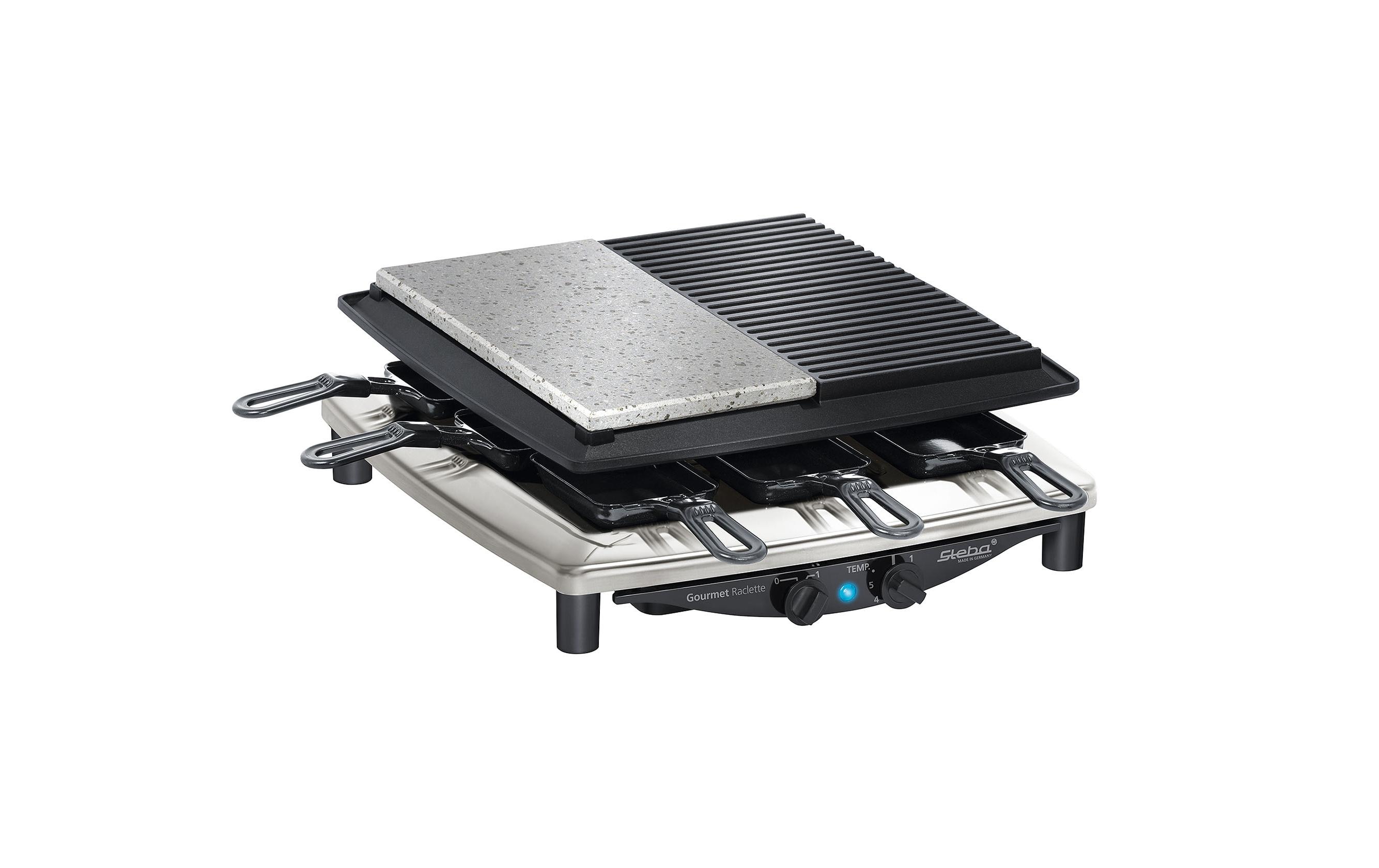 Steba Raclette RC4 Plus Deluxe Chrom Schwarz, 1450 W
