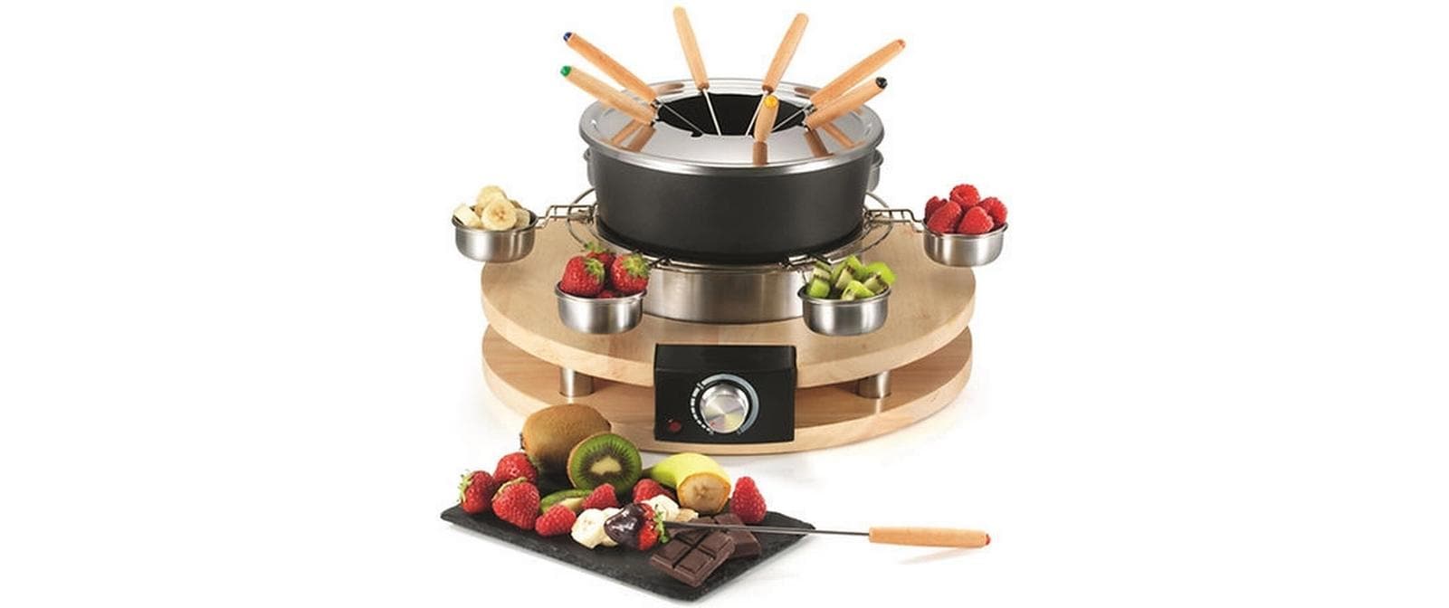 OHMEX Fondue-Rechaud OHM-FND-1060 16 Teile, Schwarz/Silber