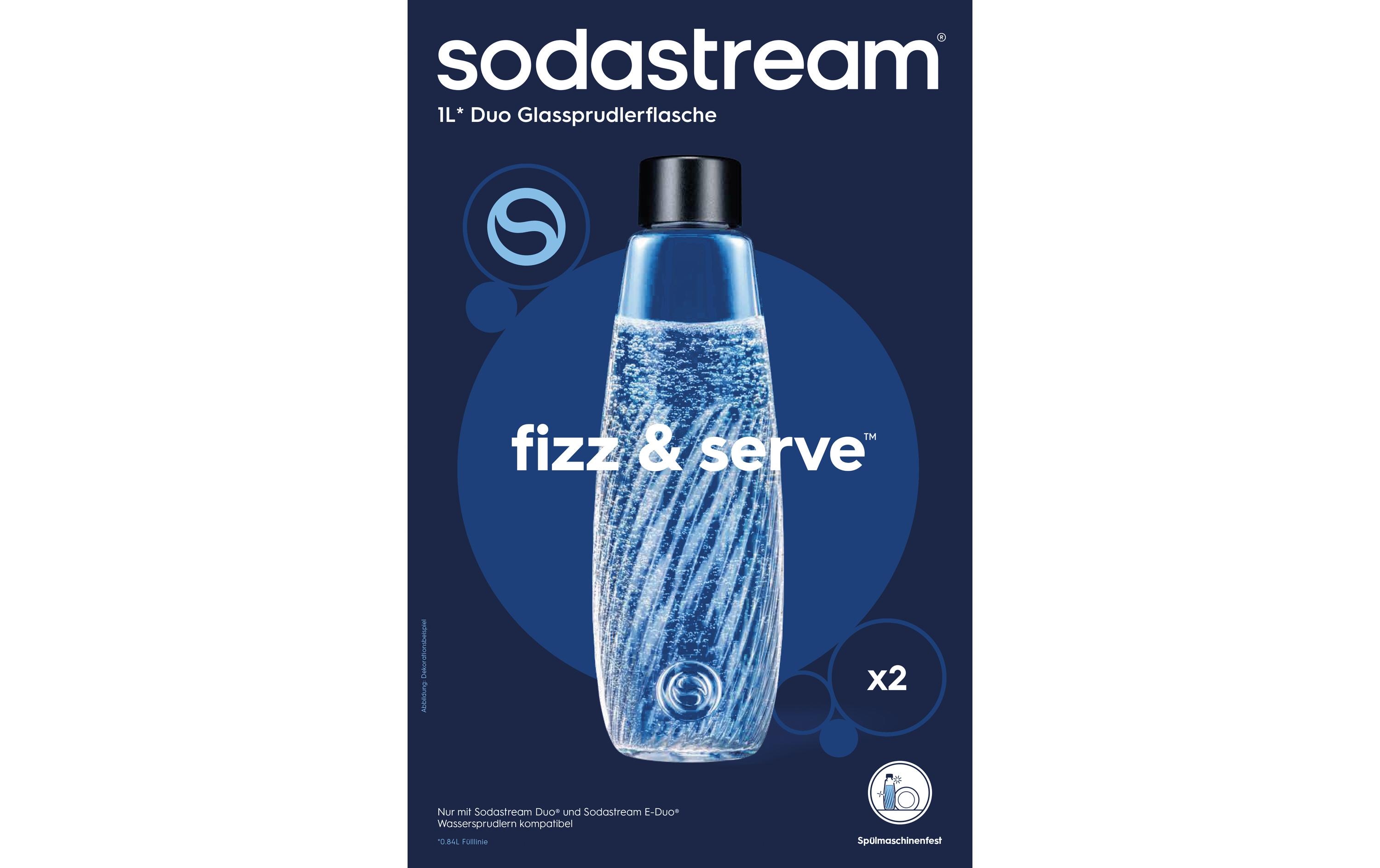 Sodastream DUO Glasflasche geriffelt 1 l 2er-Pack