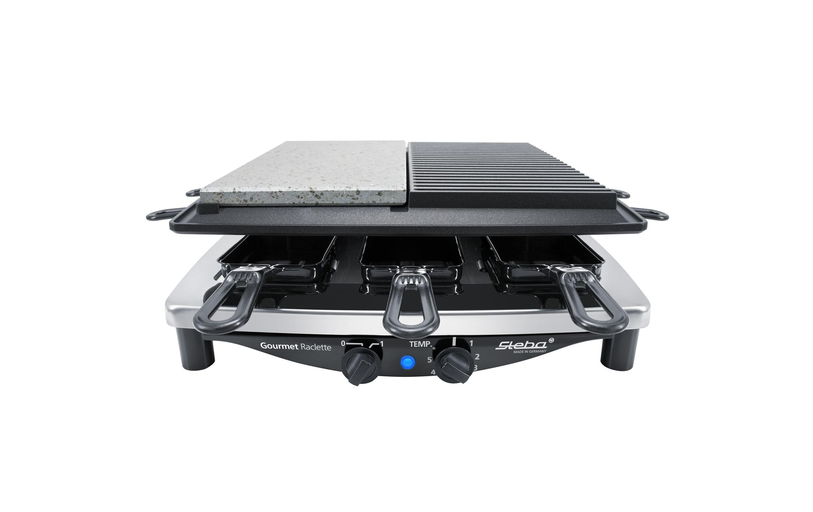 Steba Raclette RC4 Plus Deluxe Chrom Schwarz, 1450 W