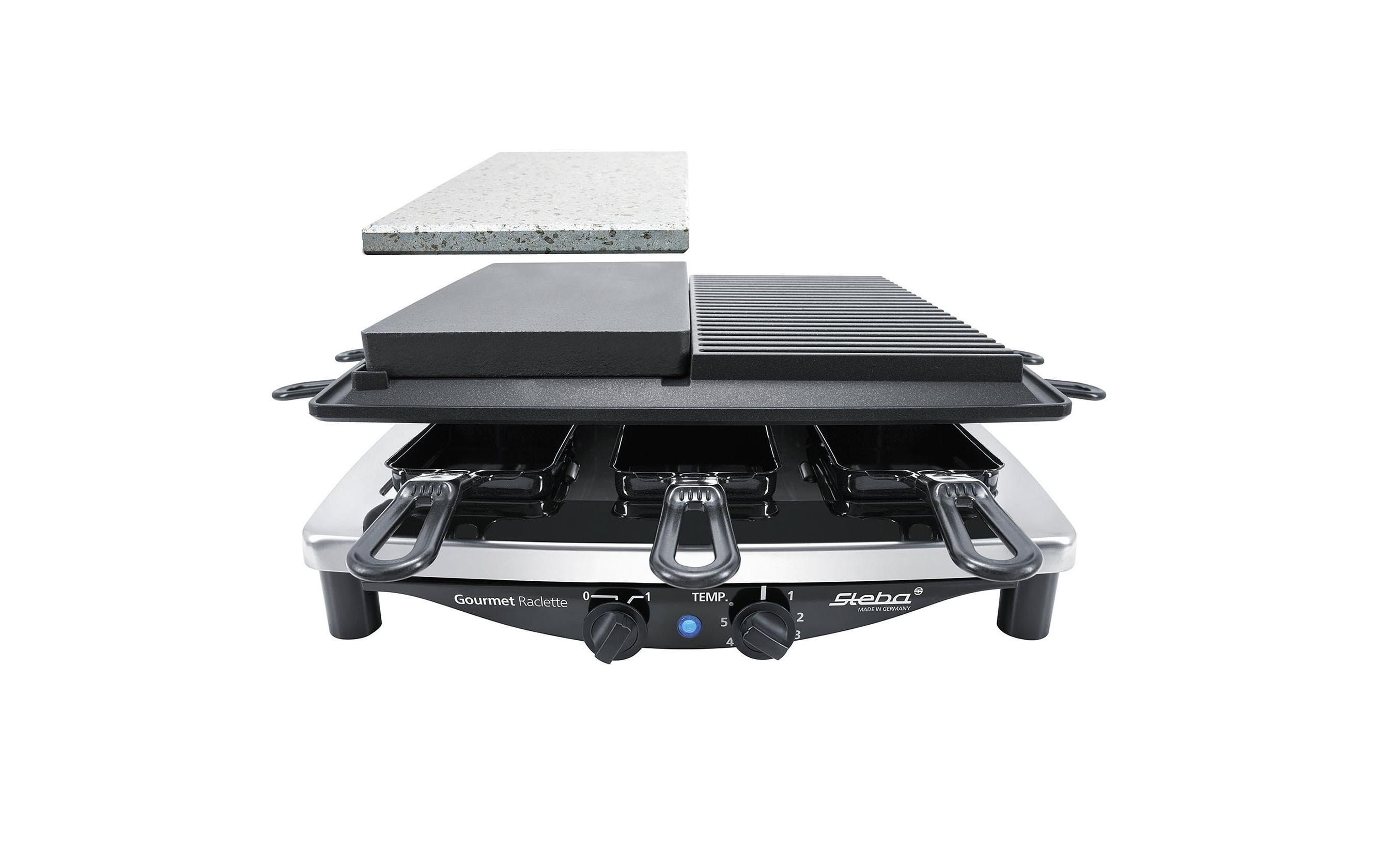 Steba Raclette RC4 Plus Deluxe Chrom Schwarz, 1450 W